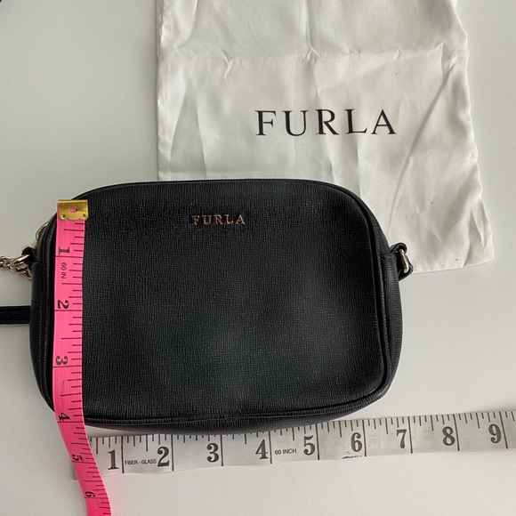 FURLA Black Leather Chain Crossbody Bag - Picture 7 of 10